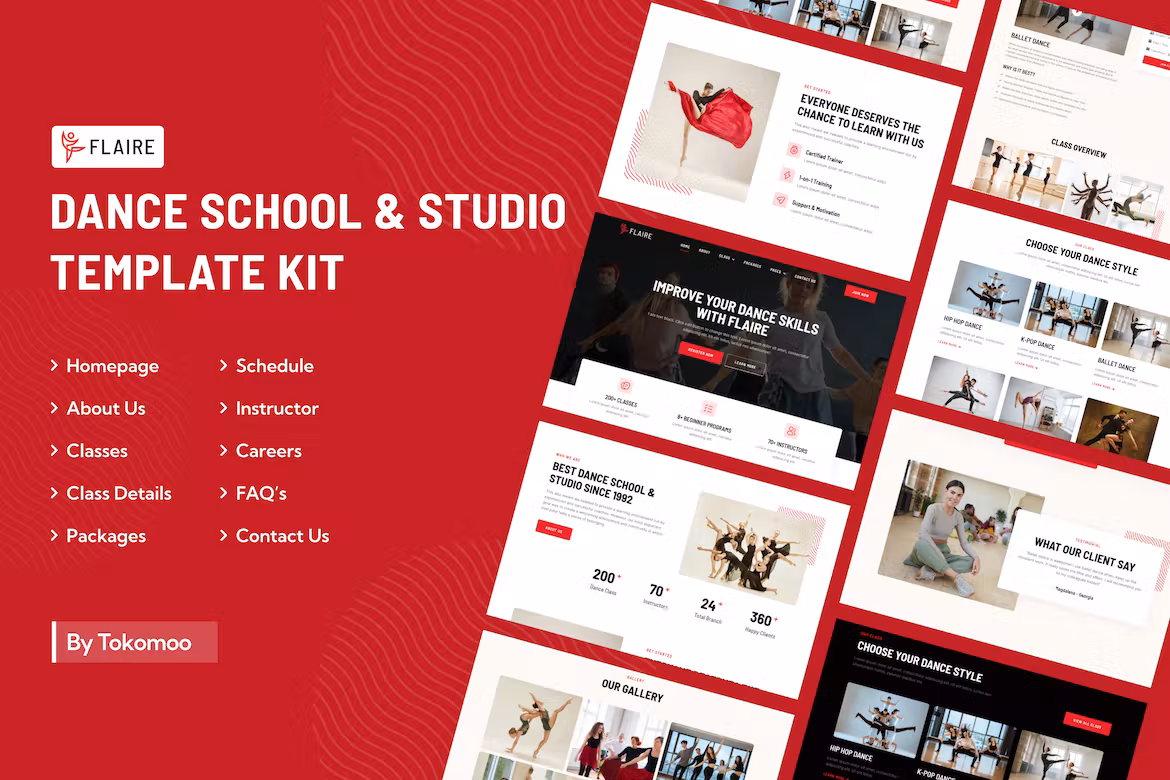 Flaire Dance School & Studio Elementor Template Kit