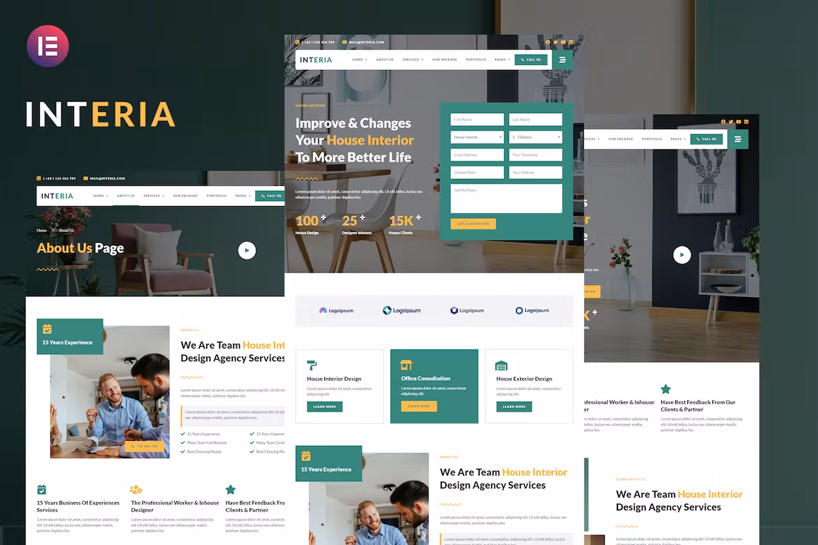 Interior Design Service Elementor Template Kit - Interia