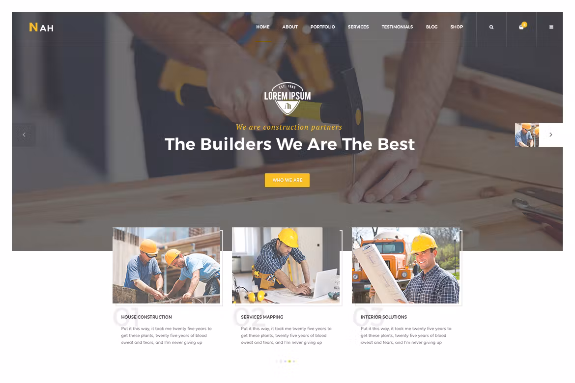 Nah Construction, Building Business WordPress