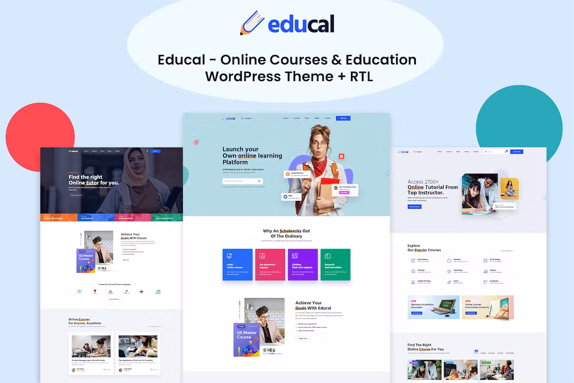 Online Courses Education WordPress Theme - Educal
