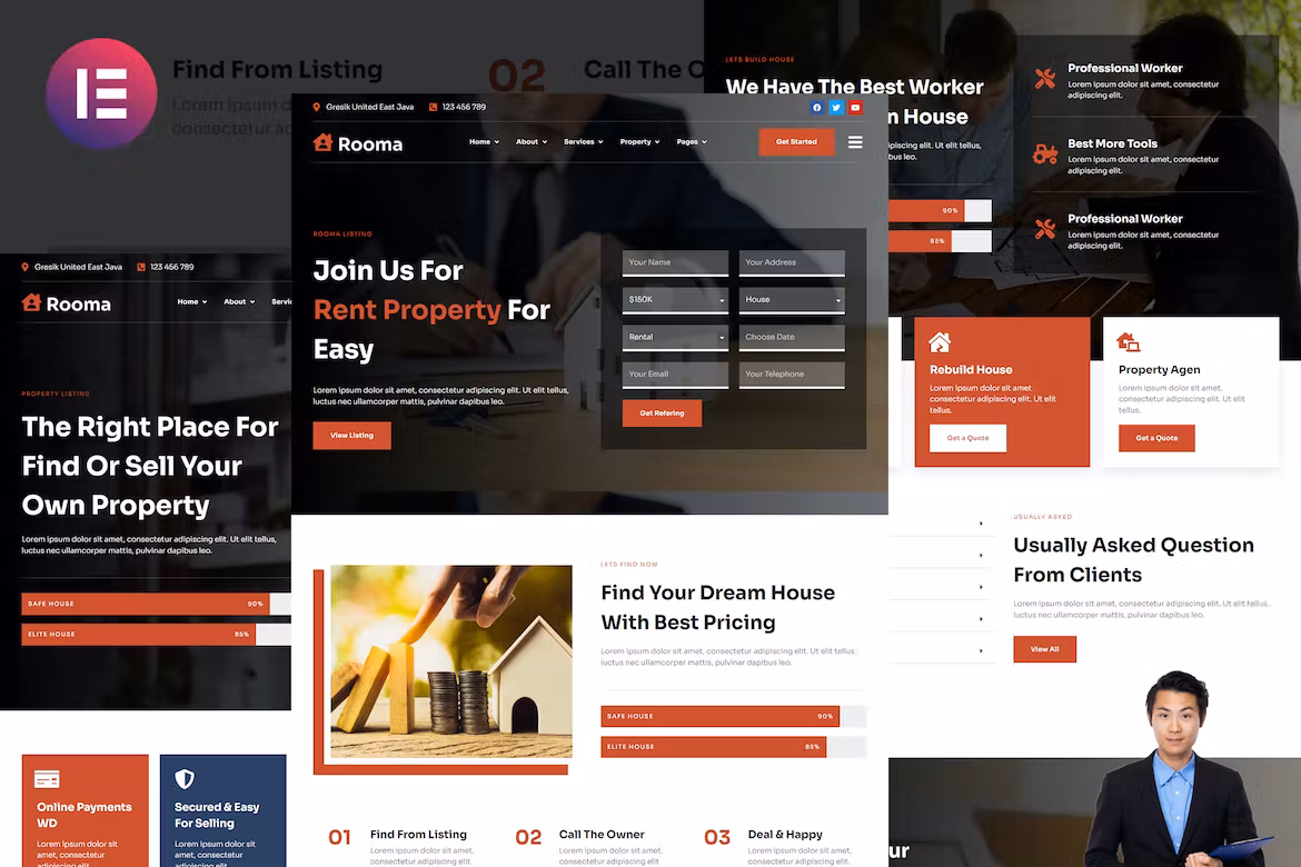 Rooma - Real Estate & House Developer Elementor Template Kit