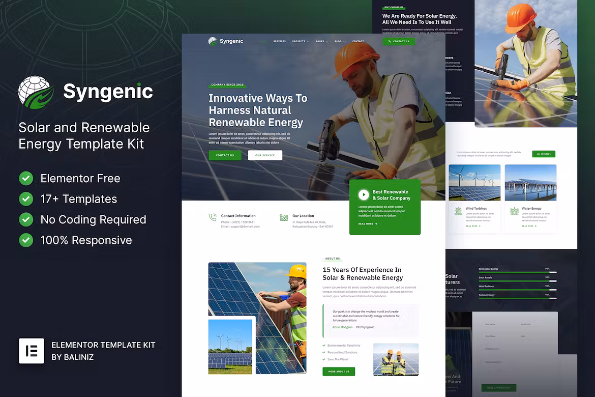 Syngenic - Solar & Renewable Energy Elementor Template Kit