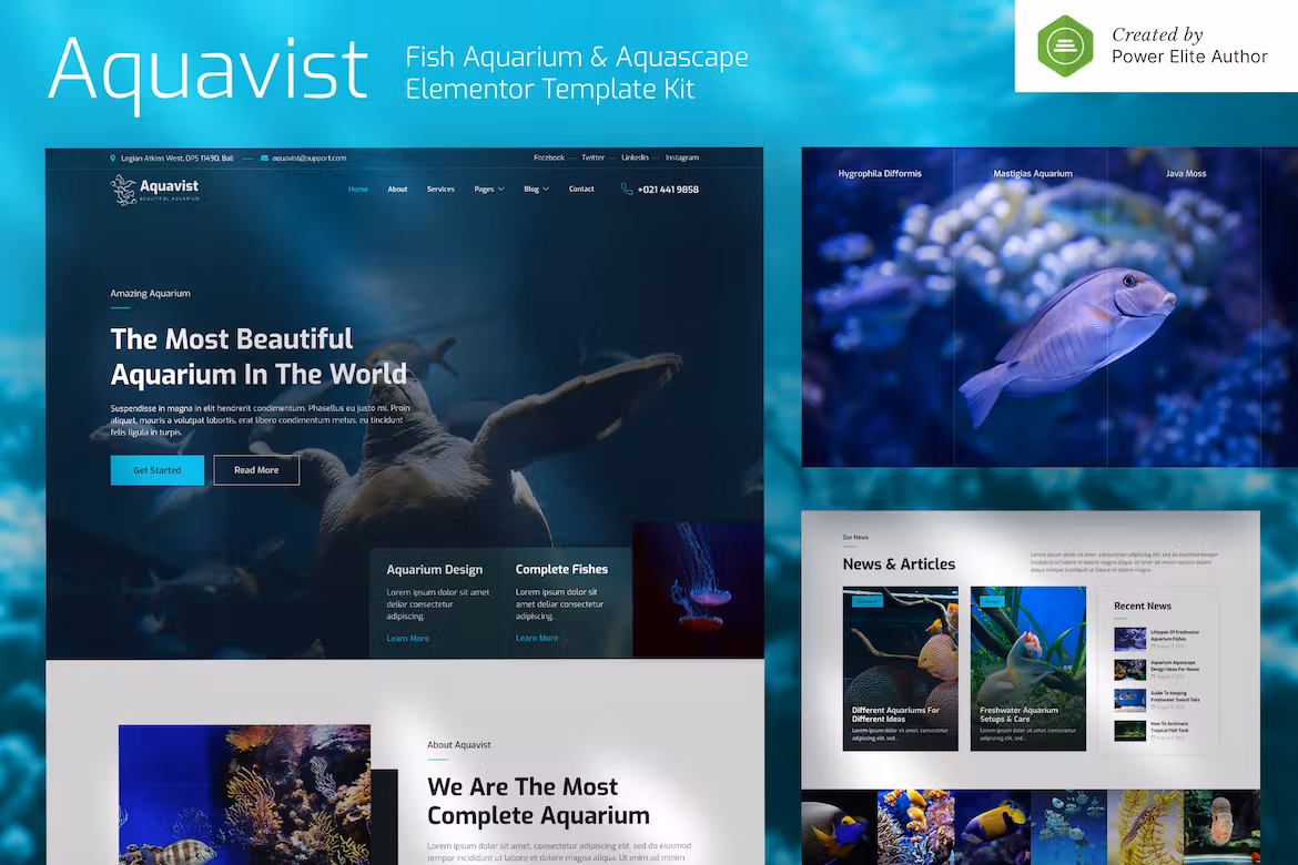 Aquavist – Fish Aquarium & Aquascape Elementor Template Kit