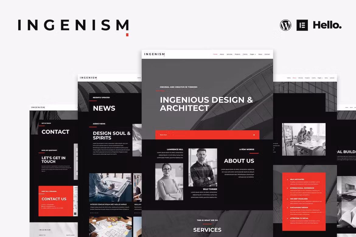 Architectural Design Agency Elementor Template Kit - INGENISM