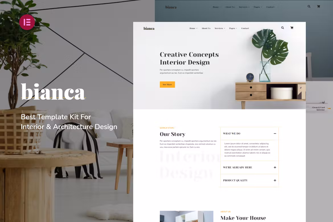 Architecture Agency & Interior Design Elementor Template Kit - Bianca