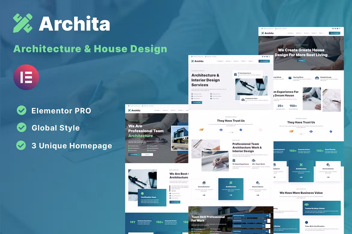 Architecture & Interior Design Elementor Template Kit - Archita