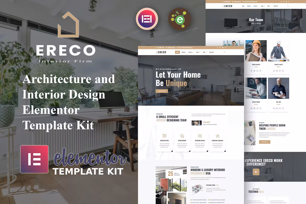 Architecture & Interior Design Elementor Template Kit - Ereco