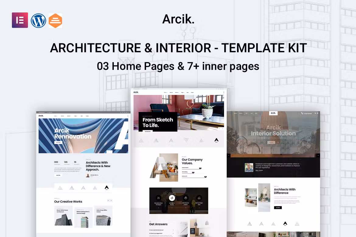 Architecture & Interior Elementor Template Kit - Arcik