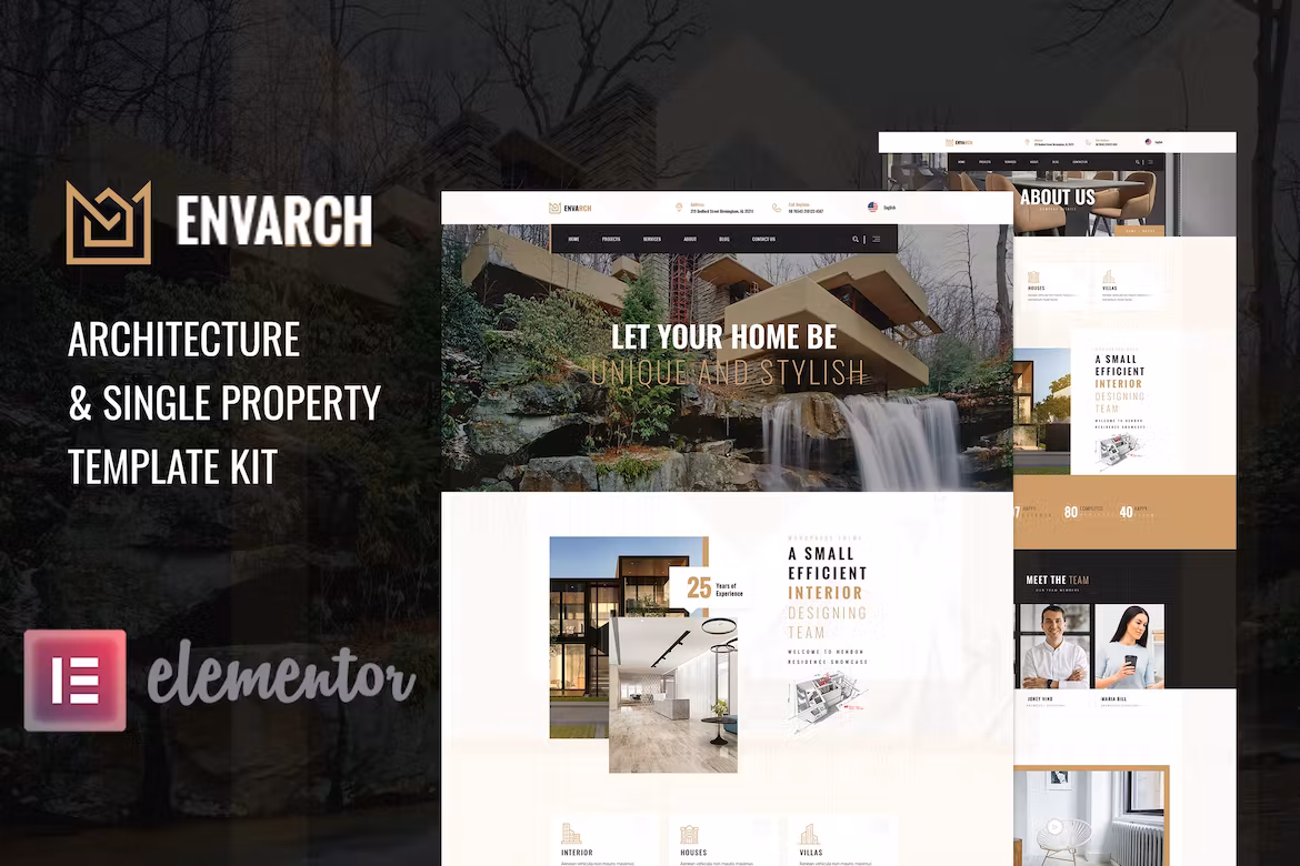 Architecture & Single Property Elementor Template Kit - EnvArch