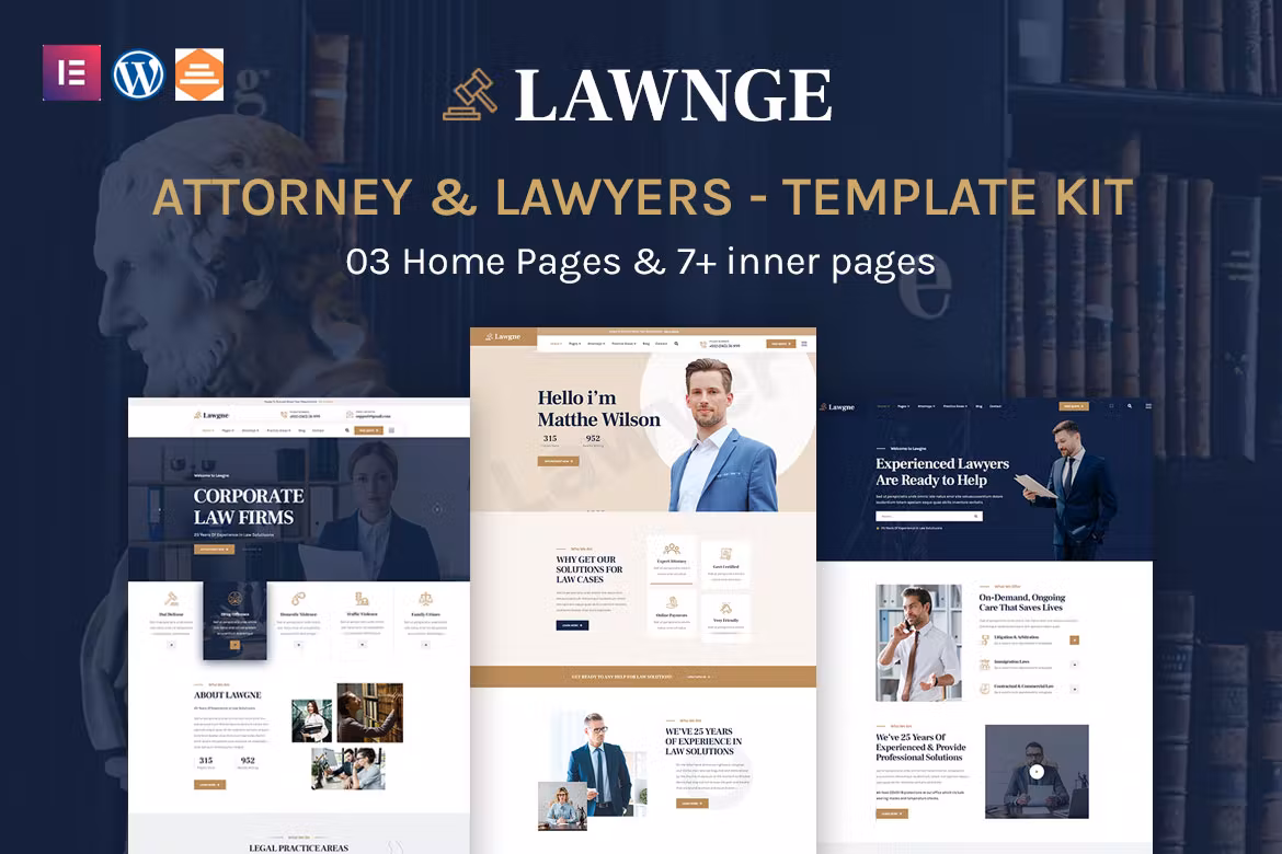 Attorney & Lawyers Elementor Template Kit - Lawgne