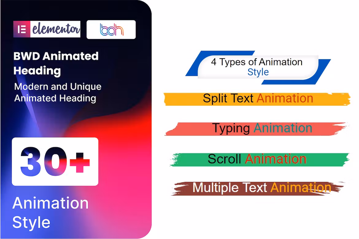 BWD Animated Heading addon for elementor