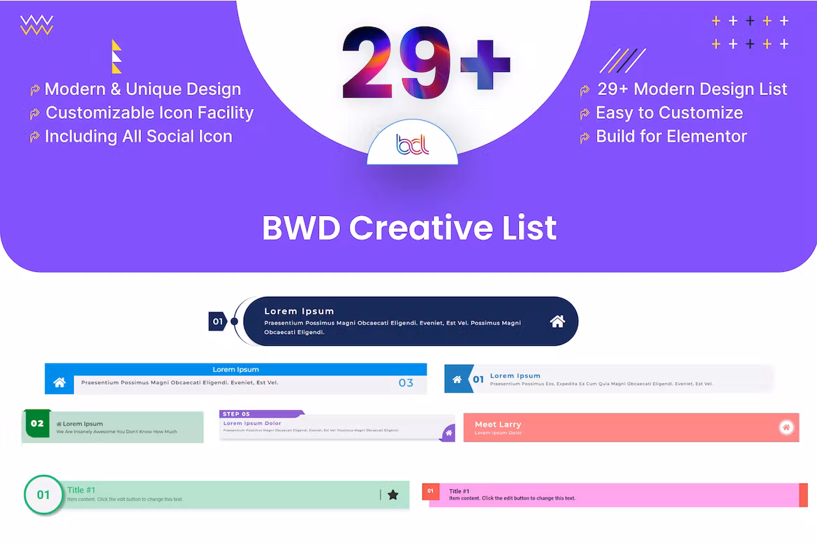 BWD Creative List addon for elementor
