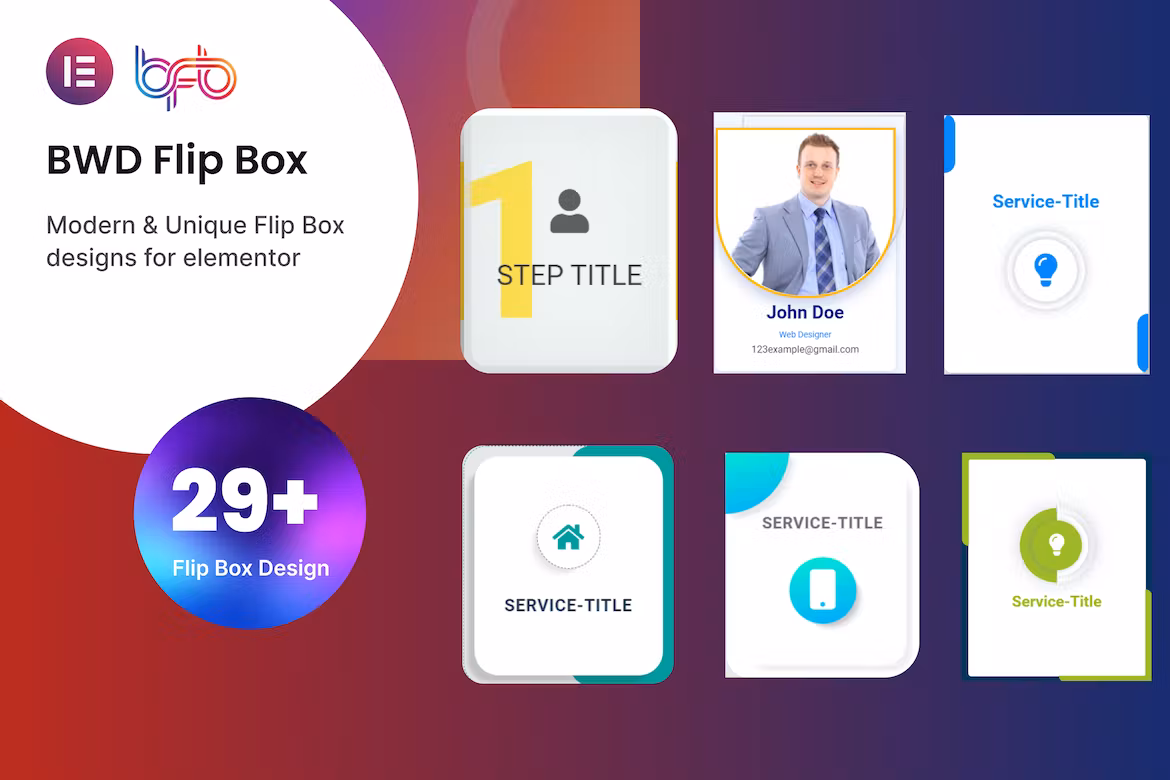 BWD Flip Box addon for elementor