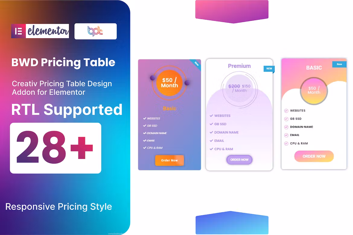 BWD Pricing Table addon for elementor