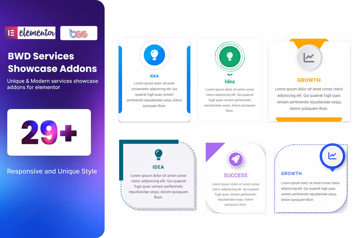 BWD services showcase addons for elementor