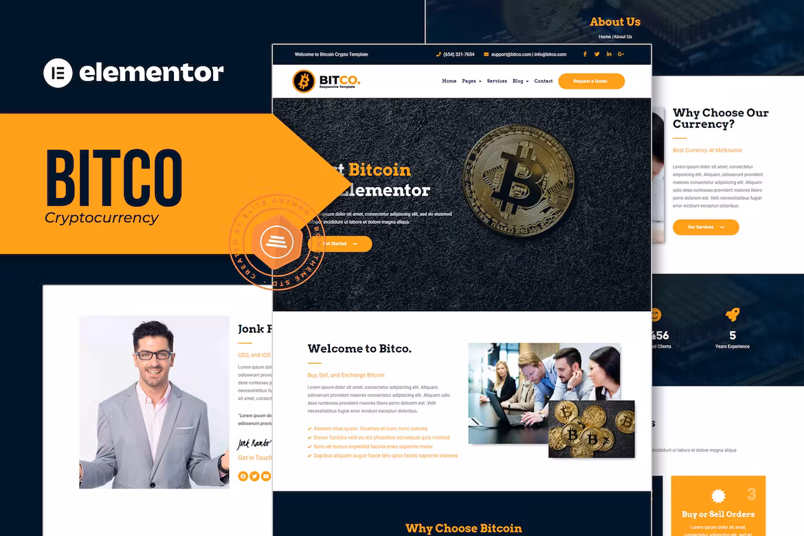Bitcoin & Cryptocurrency Elementor Template Kit - Bitco