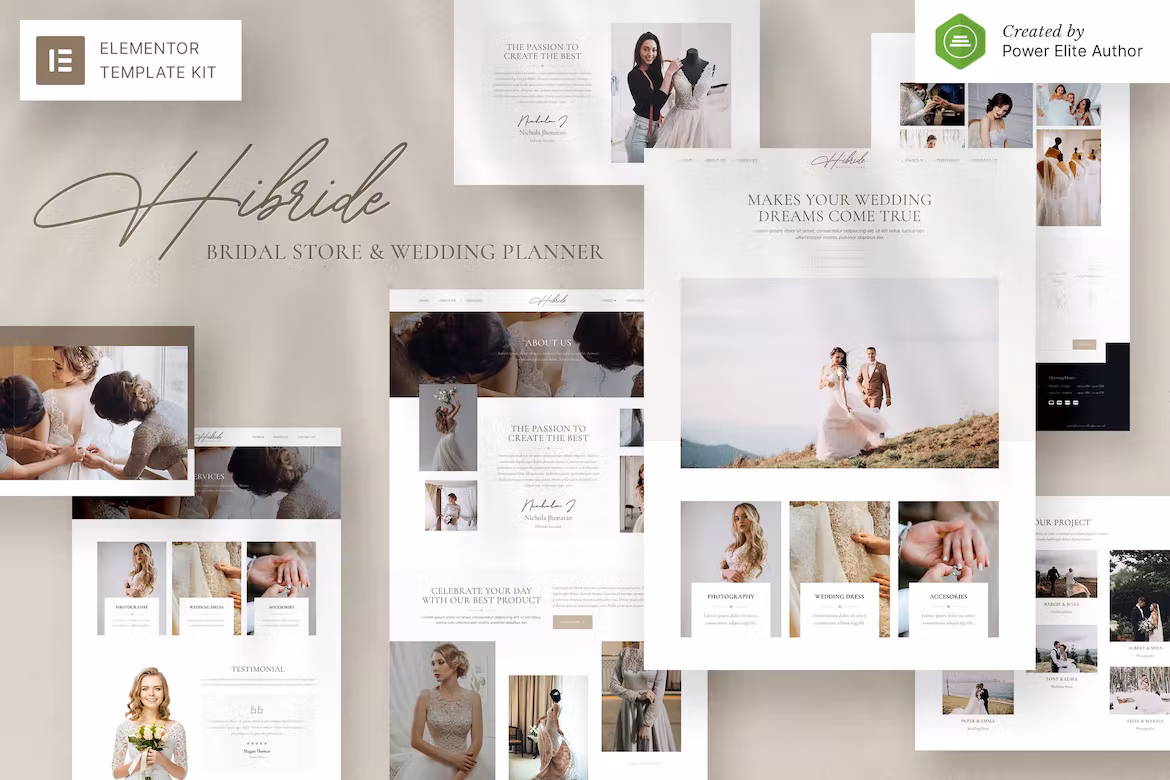 Bridal Photography & Wedding Planner Elementor Template Kit – Hibride