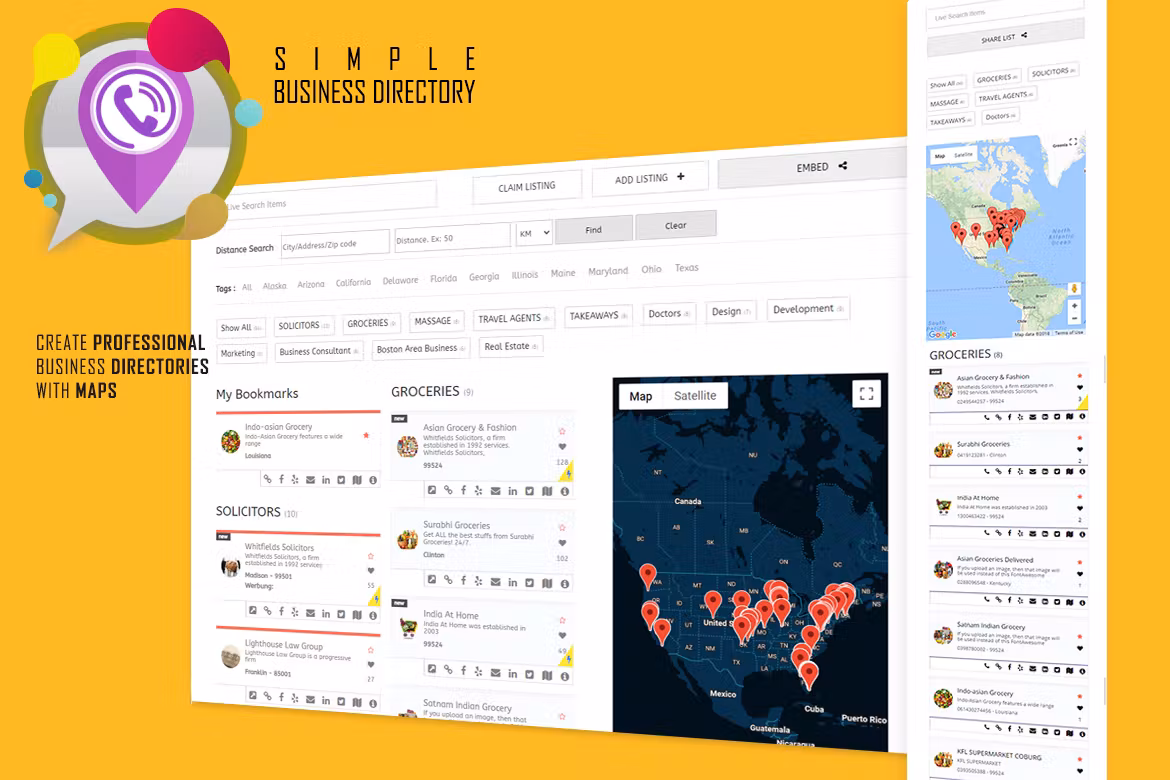 Business Directory with Maps, Store Locator