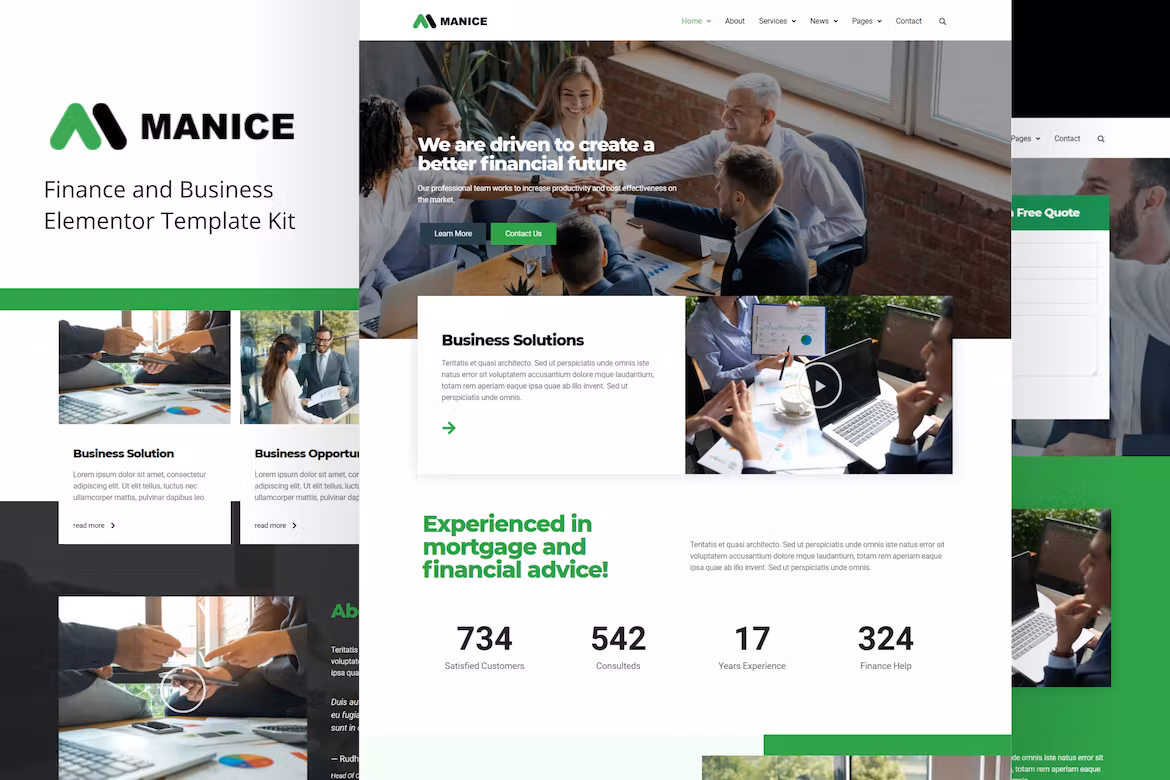 Business Elementor Template Kit - Manice