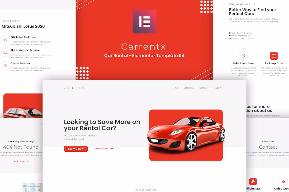 Car Rental Elementor Template Kit - Carrentx
