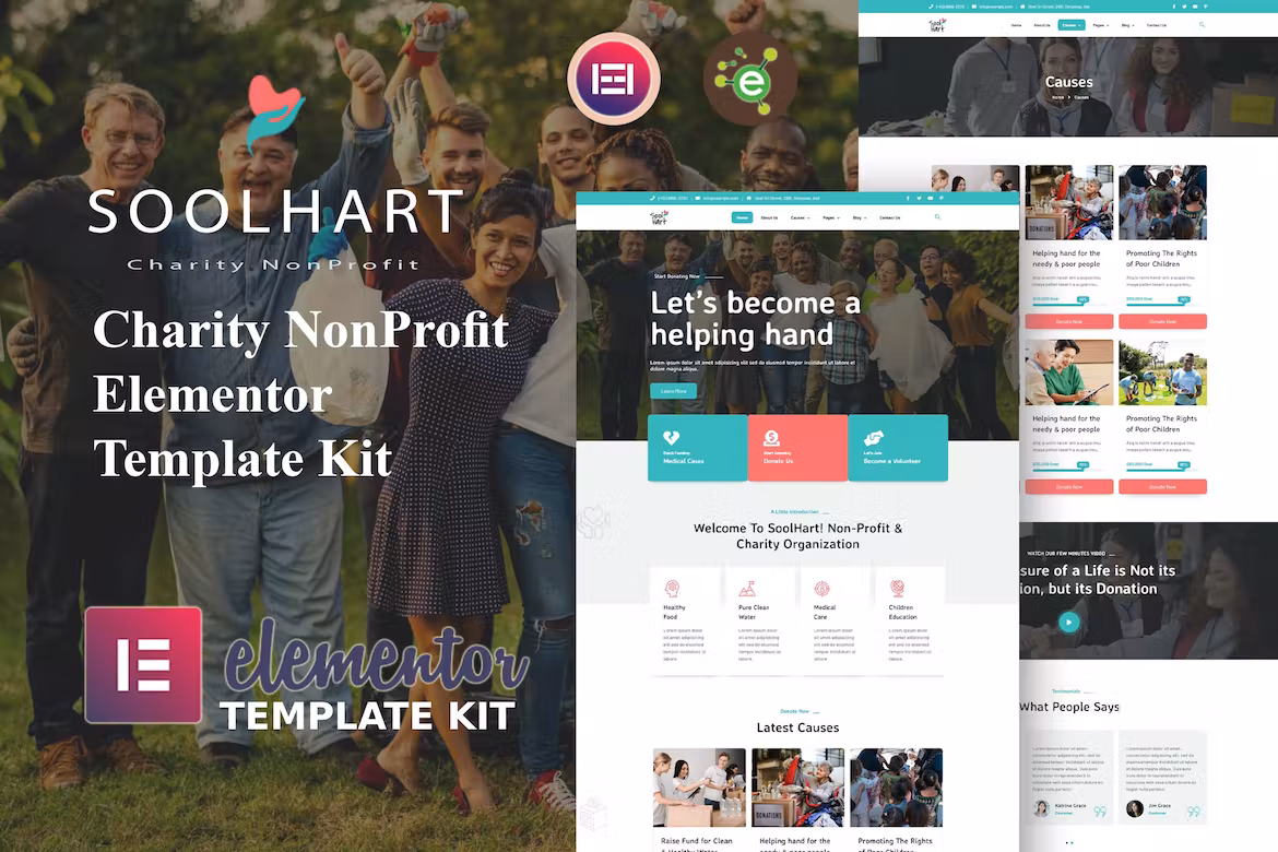 Charity NonProfit Elementor Template Kit - SoolHart