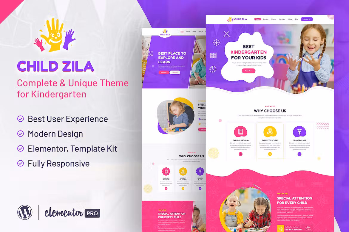 ChildZilla - Kindergarten & Childcare Elementor Template Kit
