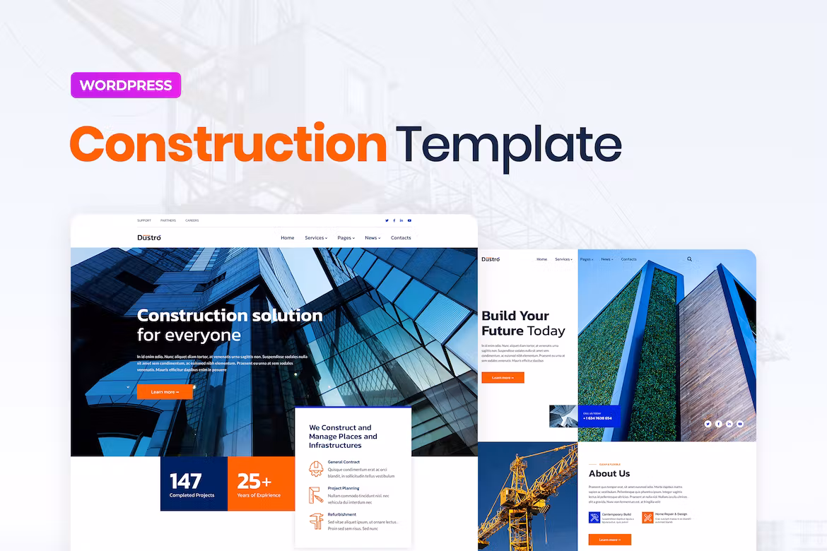 Construction Company Elementor Template Kit - Dustro