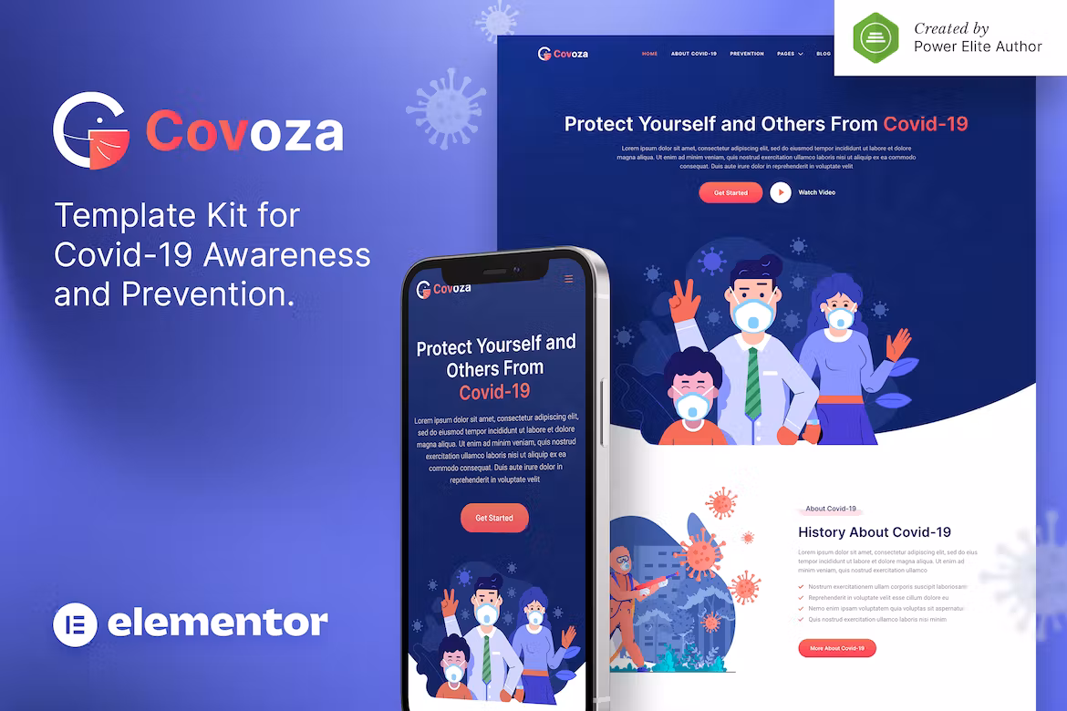 Covid-19 Awareness & Prevention Elementor Template Kit - Covoza