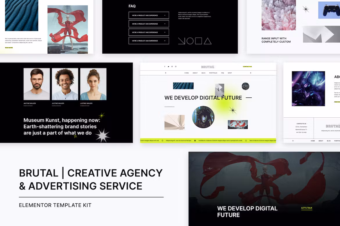 Creative Agency & Advertising Service Elementor Template Kit - Brutal