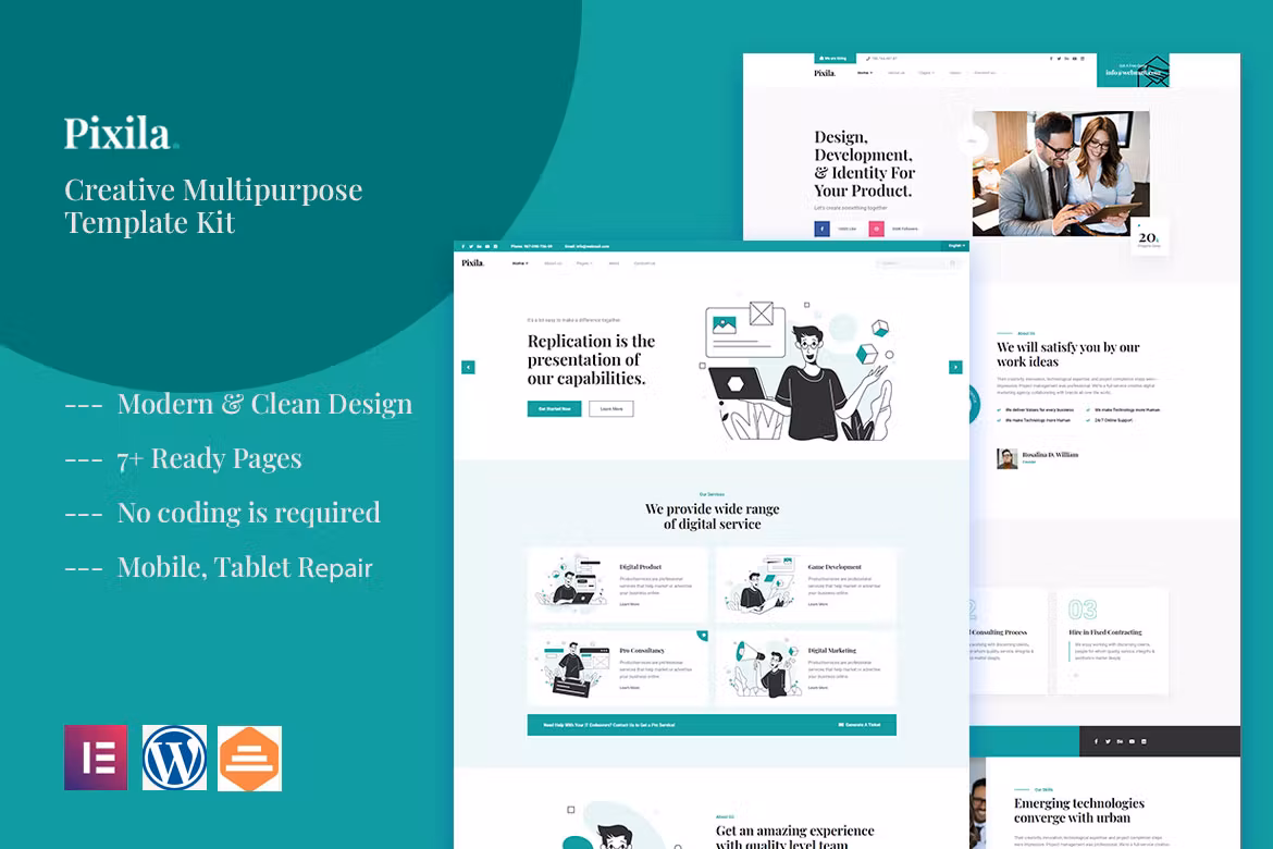 Creative Multipurpose Elementor Template Kit - Pixila