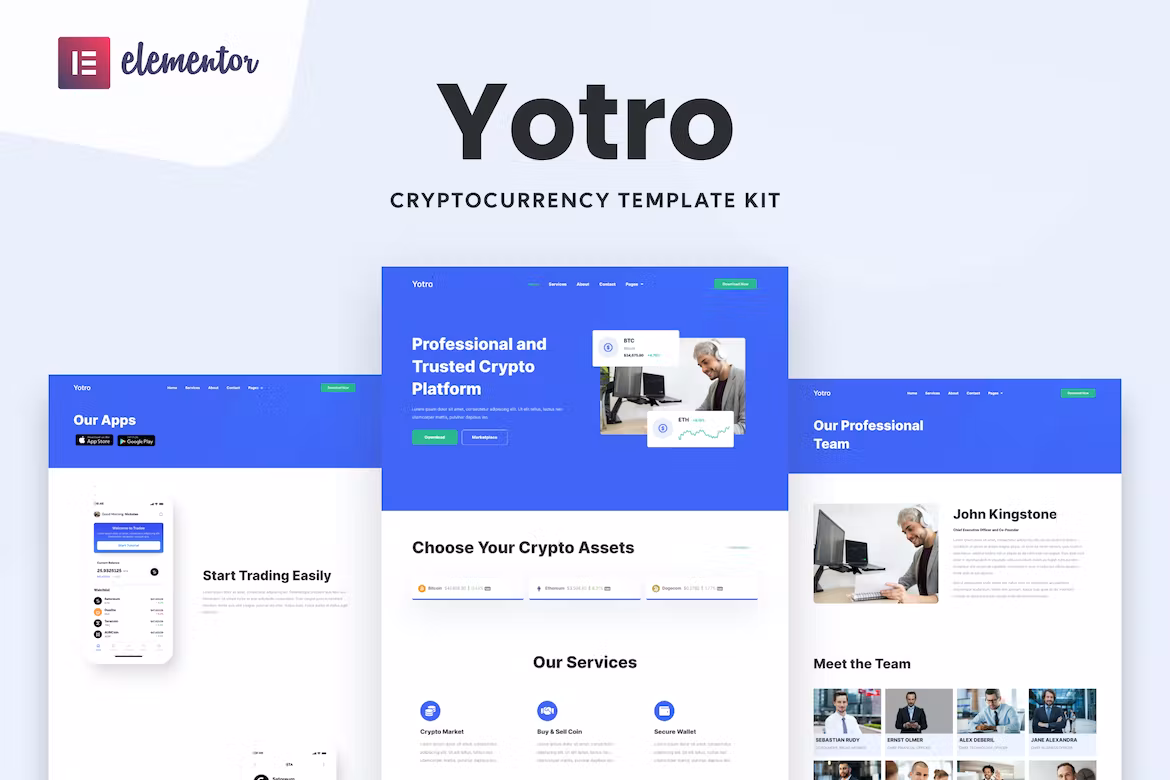 Cryptocurrency Elementor Template Kit - Yotro