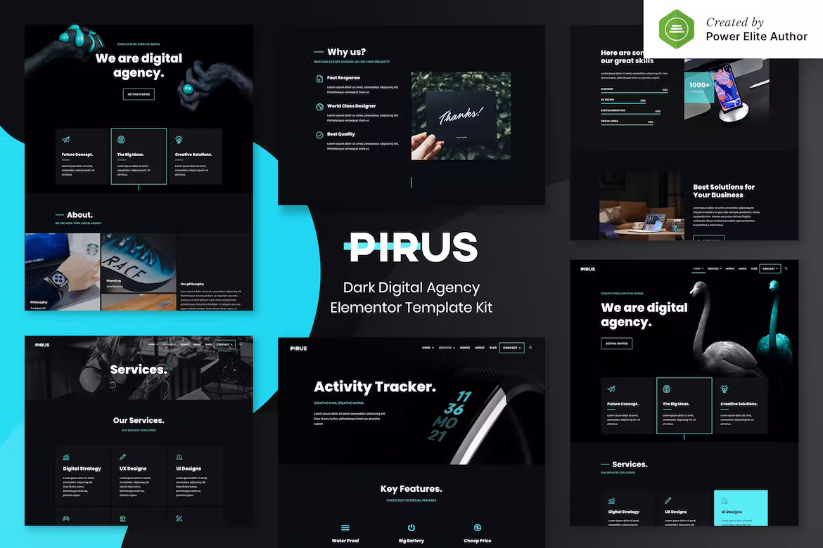 Dark Digital Agency Elementor Template Kit - PIRUS