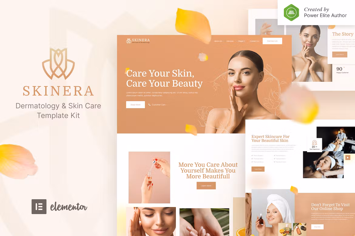 Dermatology & Skincare Elementor Template Kit - Skinera