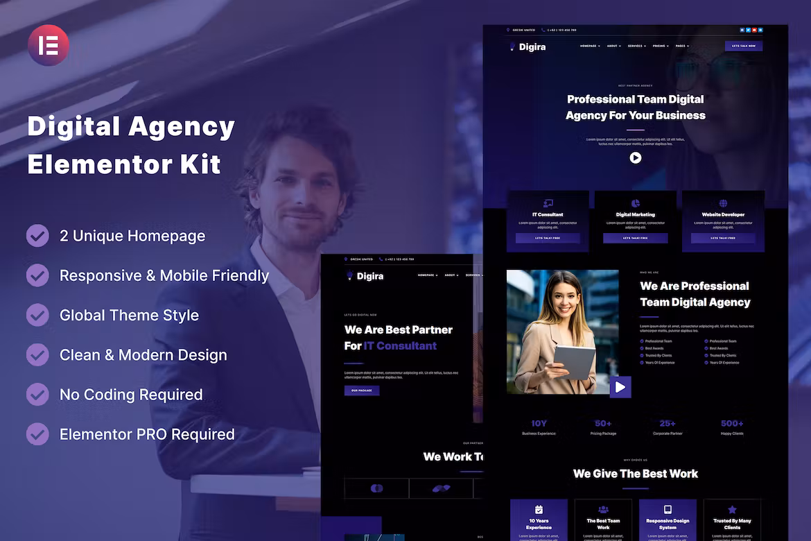 Digital Agency Services Elementor Template Kit - Digira