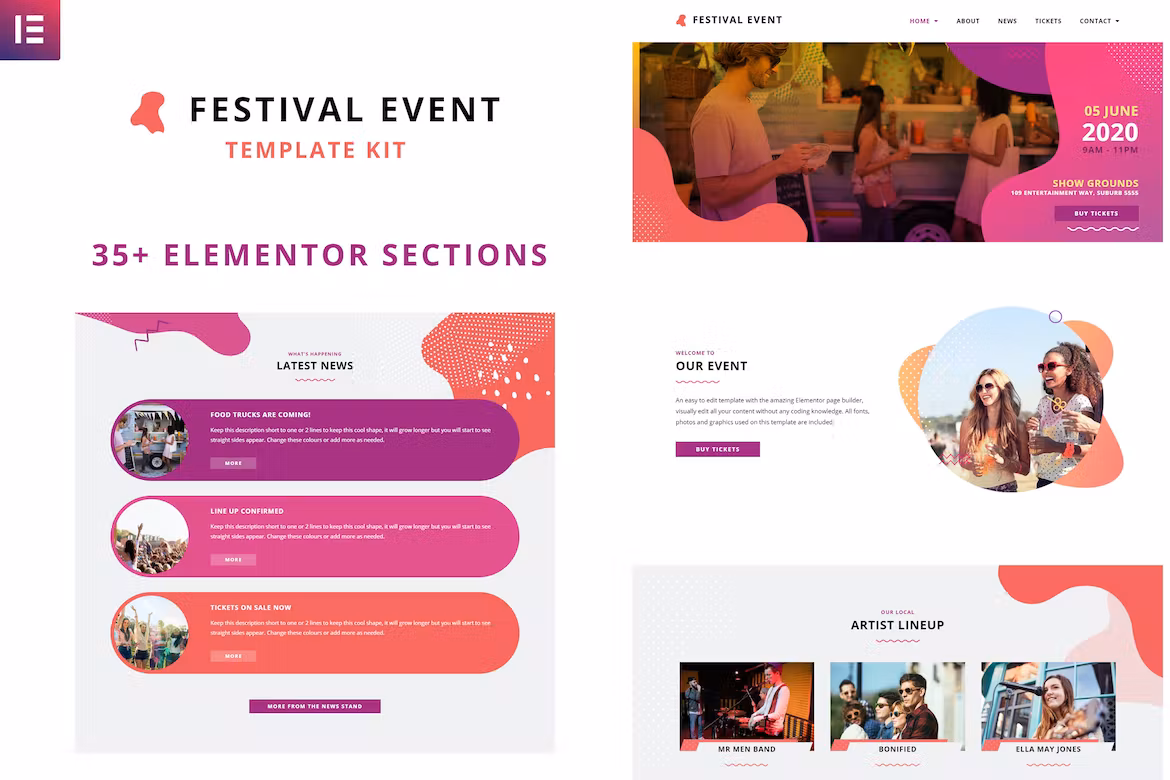 Elementor Template Kit - Festival Events