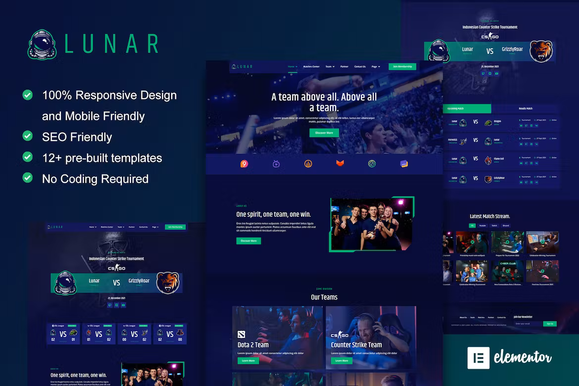 Esports & Gaming Elementor Template Kit - Lunar