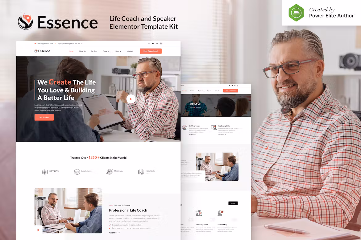 Essence – Life Coach & Speaker Elementor Template Kit
