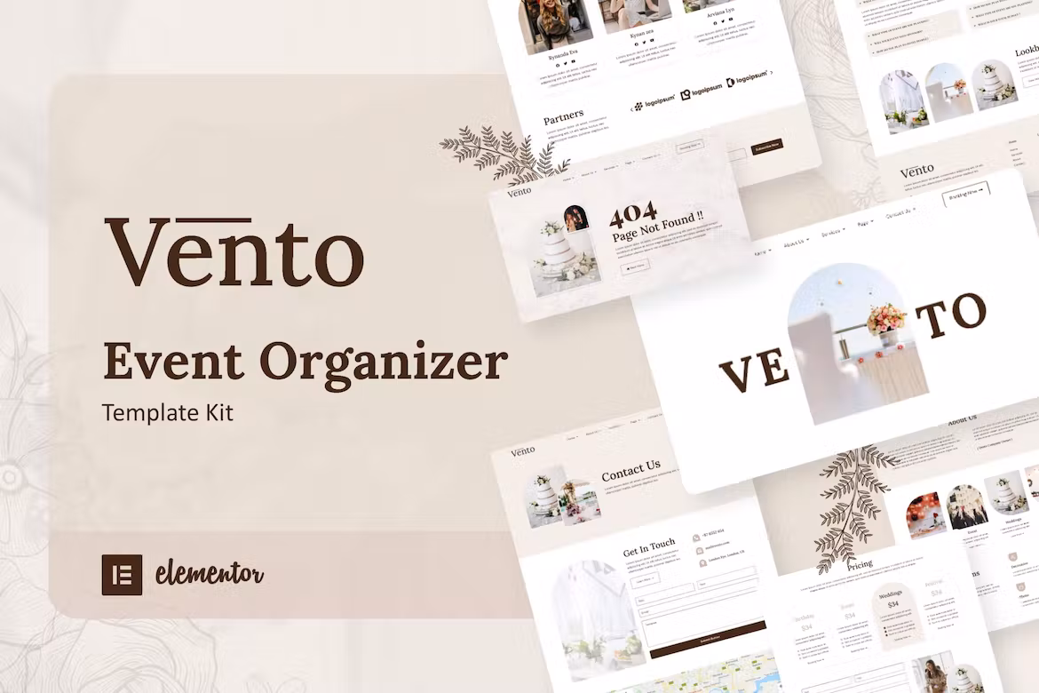 Event Organizer Elementor Template Kit - Vento