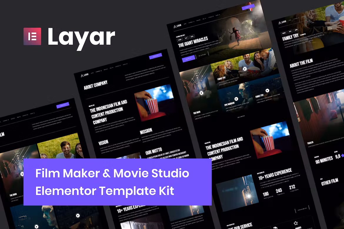Film Maker & Movie Studio Elementor Template Kit - Layar