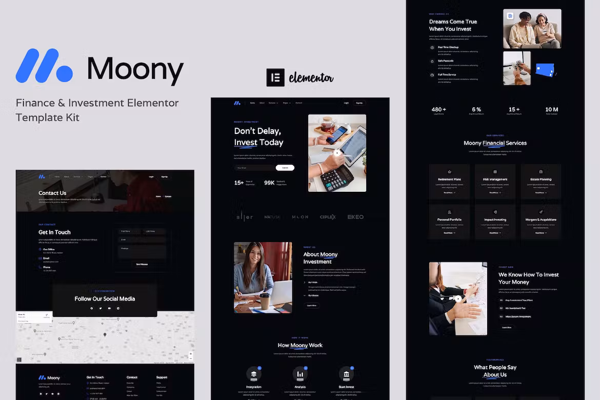 Finance & Investment Elementor Template Kit - Moony