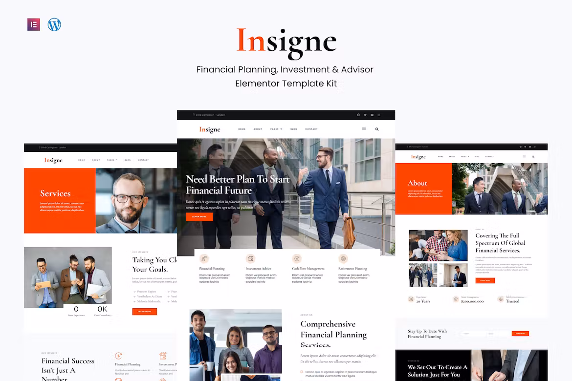 Financial Business & Investment Elementor Template Kit - Insigne