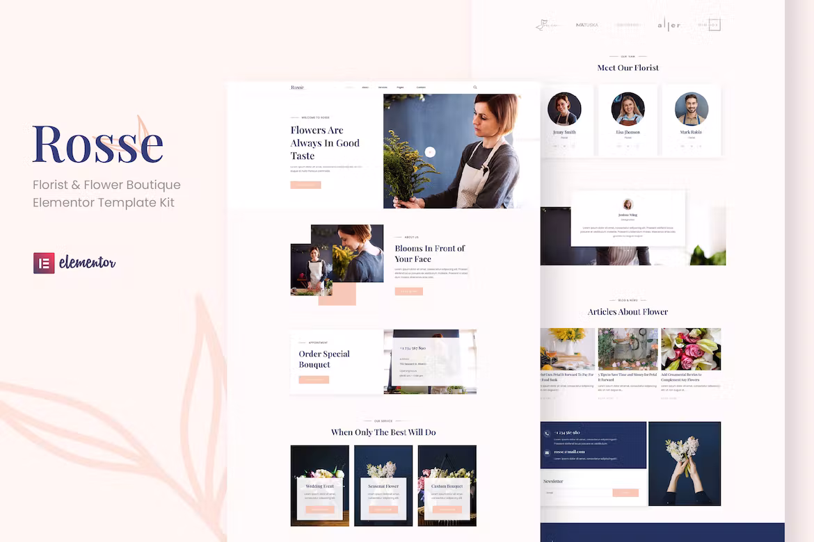 Florist & Flower Boutique Elementor Template Kit - Rosse