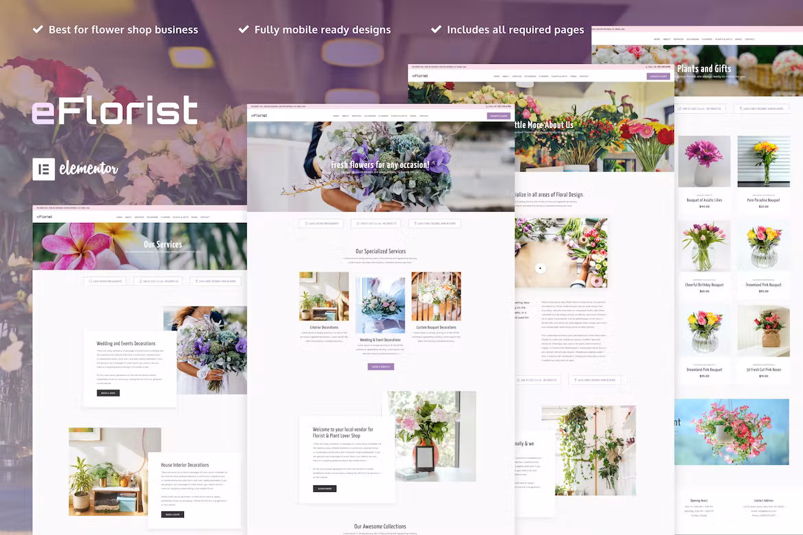 Flower Boutique & Decoration Elementor Template Kit - eFlorist