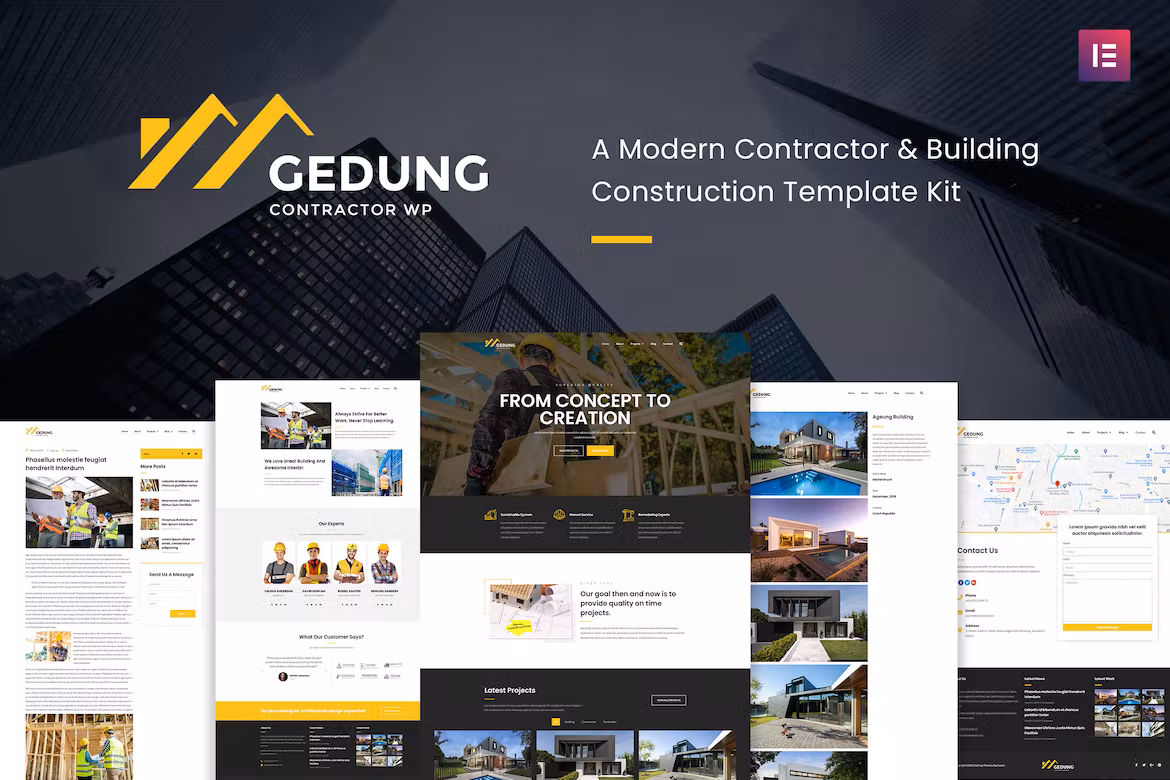 Gedung- Contractor & Building Construction Elementor Template Kit