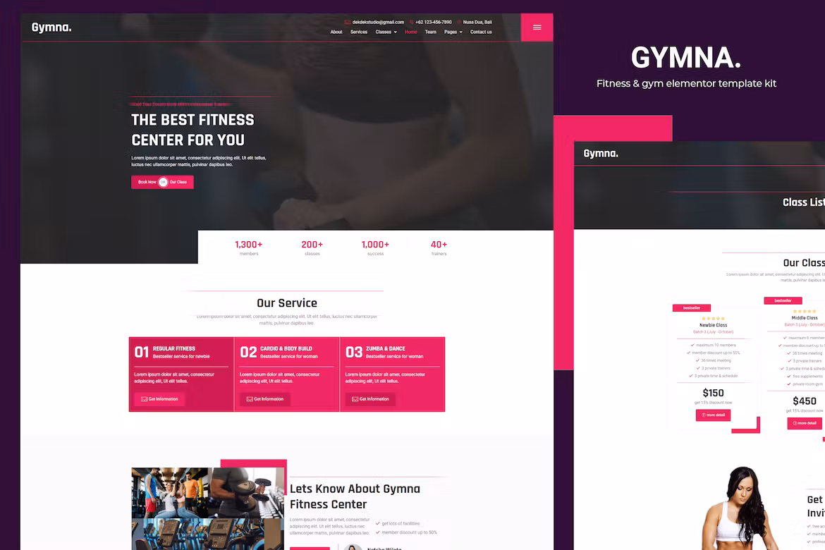 Gymna - Fitness & Gym Elementor Template Kit