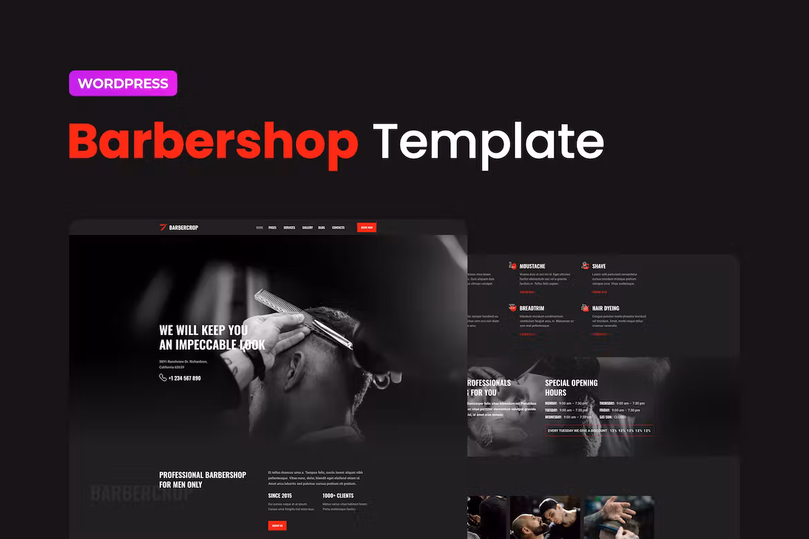 Hairdressing Elementor Template Kit – Barbercrop