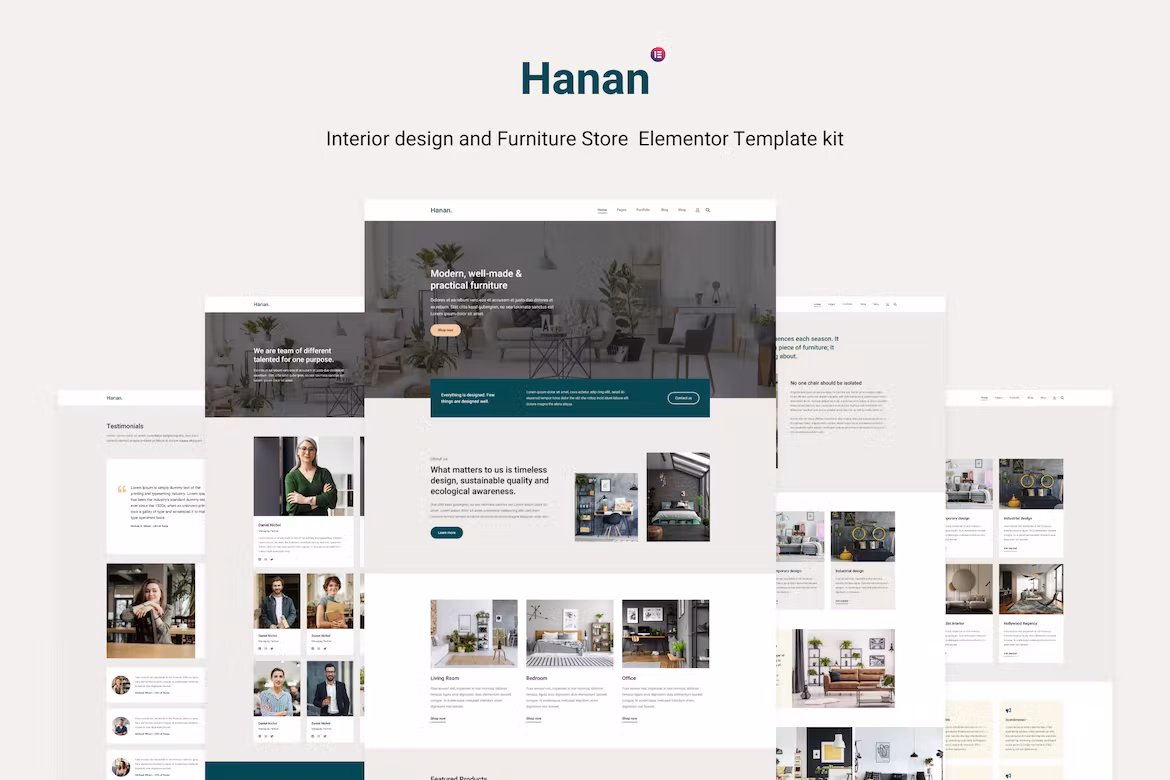 Hanan - Interior Design & Furniture Store Elementor Template kit