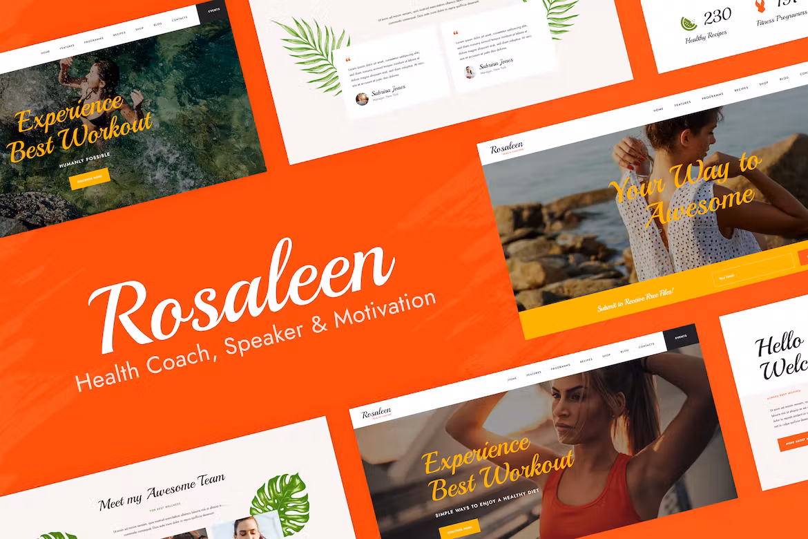 Health Coach & Motivational Speaker Elementor Template Kit - Rosaleen