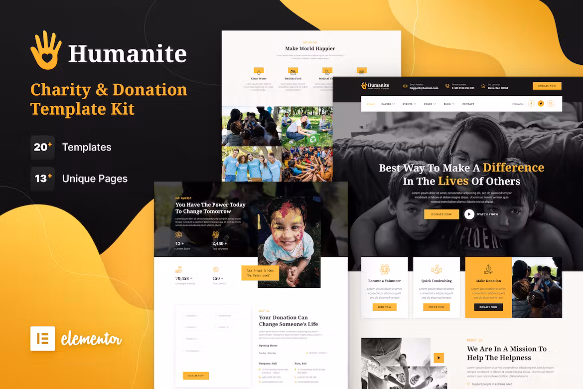 Humanite – Charity & Donation Elementor Template Kit