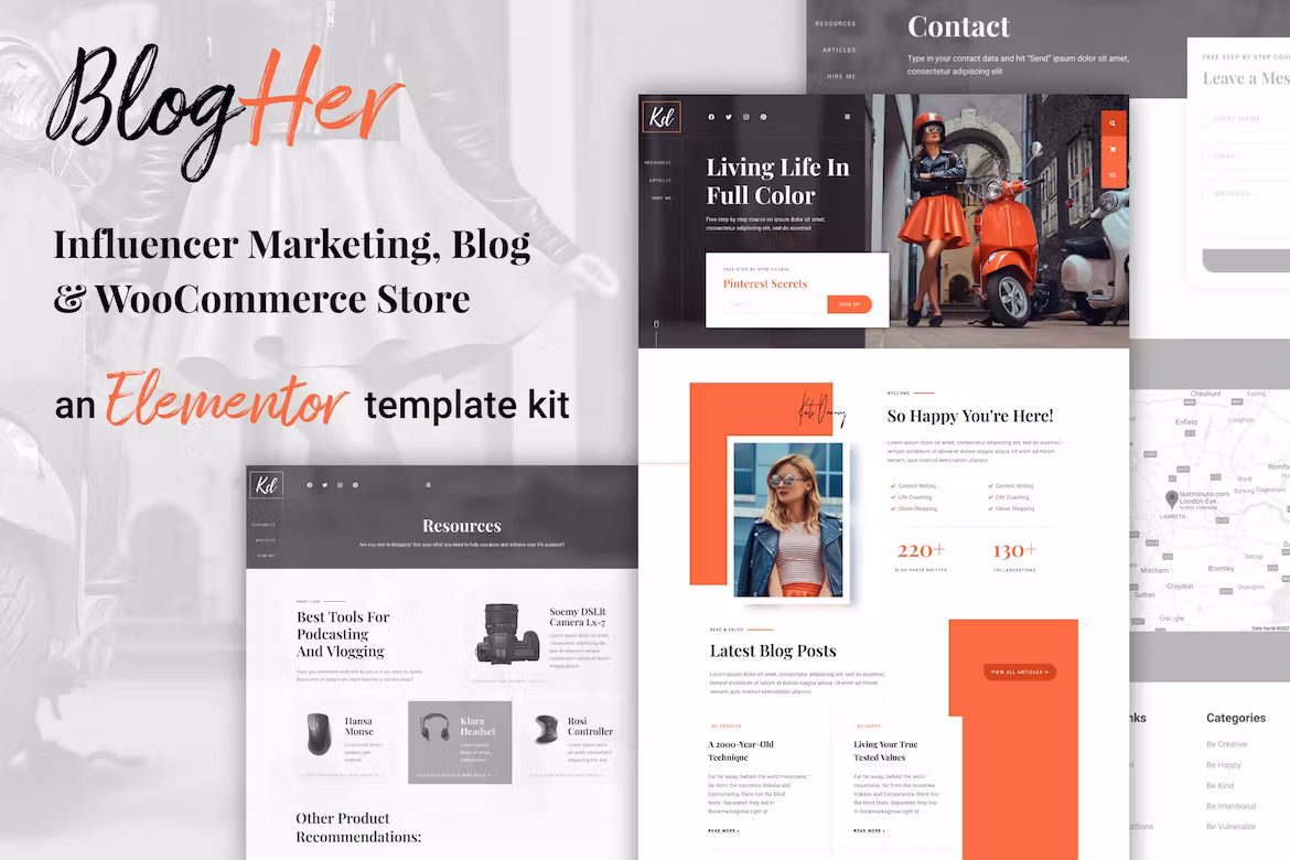 Influencer Marketing Elementor Template Kit - BlogHer
